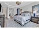 Elegant main bedroom with tray ceilings, a patterned rug, and serene gray and blue accents at 9407 Venezia Circle, Myrtle Beach, SC 29579
