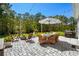 Spacious backyard patio with seating and fire pit overlooking beautiful greenery, ideal for outdoor gatherings and relaxation at 1016 Saluda River Rd., Myrtle Beach, SC 29588