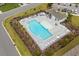 Aerial view of the community pool, featuring ample seating, a covered area, and a sparkling pool for residents at 1016 Saluda River Rd., Myrtle Beach, SC 29588