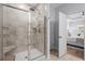 Tiled shower with glass door in bathroom at 1016 Saluda River Rd., Myrtle Beach, SC 29588