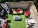 Aerial view of a brick-enclosed outdoor patio area with outdoor seating and grill at 4701 N Kings Hwy. # 19, Myrtle Beach, SC 29579