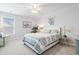 Bright bedroom with a ceiling fan, soft carpet, and a coordinated color scheme at 5000 Azul Loop, Myrtle Beach, SC 29579