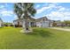 Landscaped front yard features a mature palm tree and lush green lawn, creating inviting curb appeal at 541 Miromar Way, Myrtle Beach, SC 29588