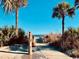 Inviting beach access path framed by lush greenery and palm trees at 6001 - 1599 S Kings Hwy., Myrtle Beach, SC 29575