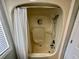 Accessible shower/tub combo features a built-in seat and mounted dispensers for a convenient bathing experience at 6001 - 1599 S Kings Hwy., Myrtle Beach, SC 29575