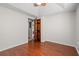 This bedroom features wood flooring and a ceiling fan at 319 Sparrow Dr., Surfside Beach, SC 29575