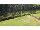 Overhead view of spacious backyard with stream feature and mature trees at 476 Honeyhill Loop, Conway, SC 29526