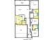 Layout of main level with kitchen, bedrooms, bathrooms, and common areas highlighted in yellow at 476 Honeyhill Loop, Conway, SC 29526