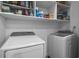 Updated laundry room with new front load washer and dryer and ample shelving at 10301 N Kings Hwy. # 8-1, Myrtle Beach, SC 29572