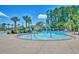 Splash park and outdoor pool with play features for , surrounded by palm trees and lush landscaping at 1581 Culbertson Ave., Myrtle Beach, SC 29577