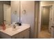 Bathroom with single sink vanity and large mirror at 2039 Chadbury Ln., Myrtle Beach, SC 29588