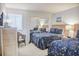 Well-lit bedroom featuring two beds, mirrored closet doors, and neutral decor for a cozy atmosphere at 2101 S Ocean Blvd. S # B-6, North Myrtle Beach, SC 29582