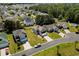 Aerial view of a residential neighborhood featuring well-maintained homes and manicured lawns at 356 Whipple Run Loop, Myrtle Beach, SC 29588
