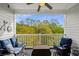 Inviting patio with comfortable seating, a ceiling fan, and scenic outdoor views, creating a relaxing experience at 6015 Catalina Dr. # 132, North Myrtle Beach, SC 29582