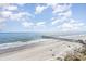 Scenic view of the sandy beach and ocean waters, complete with a pier in the distance at 6100 N Ocean Blvd. # 804, North Myrtle Beach, SC 29582
