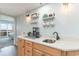 Kitchenette with open view into bedroom and balcony at 6100 N Ocean Blvd. # 804, North Myrtle Beach, SC 29582