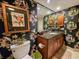 Bathroom featuring a dark wallpaper, granite countertop, and updated fixtures at 9650 Shore Dr. # 810, Myrtle Beach, SC 29572