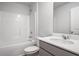 Clean bathroom with a shower-tub combo, modern sink, and white countertop at 993 Cherrystone Loop, Conway, SC 29526
