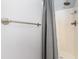 Shower featuring a rainfall shower head, gray shower curtain, and mounted towel bar at 237 Chesapeake Ln., Murrells Inlet, SC 29576