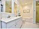 Bathroom boasts a double sink vanity, shower, soaking tub, and recessed lights at 273 Golden Bear Dr. # F3, Pawleys Island, SC 29585