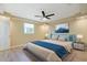 Bedroom with a king bed, a ceiling fan, and an elegant art piece above the bed at 584 Circle Dr., Surfside Beach, SC 29575