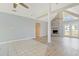 Spacious living room with vaulted ceilings and a charming fireplace, ready for personalization at 584 Circle Dr., Surfside Beach, SC 29575