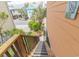 View from top of wooden staircase showing neighboring raised beach homes at 93 Weatherboard Ct., Pawleys Island, SC 29585