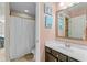 Traditional bathroom featuring a shower with a white curtain, and neutral countertops at 3110 Bramble Glen Dr., Myrtle Beach, SC 29579