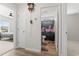 View of bathroom from hallway with neon sign on the shower curtain at 742 Woodside Dr., Conway, SC 29526