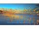 Dynamic beach scene with flock of birds flying above the water, illuminated by golden sunlight at 110 Portsmith Dr. # 8, Myrtle Beach, SC 29588