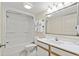 Bathroom with a shower-tub combination, single vanity, and ample lighting for convenience at 2711 S Ocean Blvd. # 621, North Myrtle Beach, SC 29582