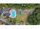 Aerial view of community amenities including a large pool, basketball court, and recreation areas at 293 Hillsborough Dr., Conway, SC 29526