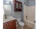 Bathroom with shower/tub combo and vanity with dark wood cabinet at 107 Carolines Cove Ct., Myrtle Beach, SC 29588