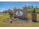 Decorative brick entrance sign for Waterway Palms Plantation surrounded by manicured landscaping at 168 West Palms Dr., Myrtle Beach, SC 29579
