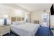 Relaxing bedroom features a queen bed and neutral tones at 2801 South Ocean Blvd. # 335, North Myrtle Beach, SC 29582