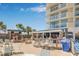 Outdoor bar and entertainment area with a stage, tables and chairs, perfect for socializing and enjoying the beach scene at 2801 South Ocean Blvd. # 335, North Myrtle Beach, SC 29582