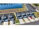 Aerial view of townhomes, showcasing the community and lakefront setting at 295 Brackish Dr. # 673, Myrtle Beach, SC 29588