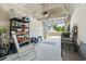 Garage with organized storage racks and an open garage door at 295 Brackish Dr. # 673, Myrtle Beach, SC 29588