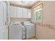Functional laundry room with appliances, cabinets, and a window with natural light at 321 Heather Ct., Sunset Beach, NC 28468