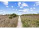 Scenic sandy path through lush dunes leading to a beautiful beach, offering a natural and serene entrance at 4311 S Ocean Blvd. # 701, North Myrtle Beach, SC 29582