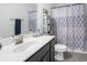 Cozy bathroom featuring a modern vanity and a shower with a patterned curtain at 5039 Gladstone Dr, Conway, SC 29526