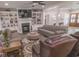 Inviting living room boasts a fireplace, a built-in bookcase and views into other rooms at 521 Oak Lawn Rd., Georgetown, SC 29440