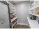 Walk-in pantry with custom shelving and countertop space at 521 Oak Lawn Rd., Georgetown, SC 29440