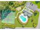 Aerial view of community tennis court and pool at 5647 S Blackmoor Dr., Murrells Inlet, SC 29576