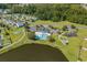 Panoramic aerial view of the community featuring a pool, playground, lake, and walking paths at 622 Oakhurst Dr., Myrtle Beach, SC 29579