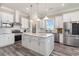 Modern kitchen featuring a large island, stainless steel appliances, and sleek white cabinetry at 801 Celene Ct., Myrtle Beach, SC 29579