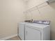 This laundry room features a side-by-side washer and dryer, and overhead shelving at 1524 Culbertson Ave., Myrtle Beach, SC 29577