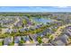 Aerial view of the neighborhood, showcasing the homes, lake, and surrounding trees at 1524 Culbertson Ave., Myrtle Beach, SC 29577