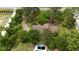 Aerial shot of a home surrounded by lush greenery, featuring a pool and landscaped yard at 2560 Wise Rd., Conway, SC 29526