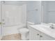 Bathroom featuring white vanity, toilet, and shower-tub combination at 4878 Dahlia Ct. # 104, Myrtle Beach, SC 29577